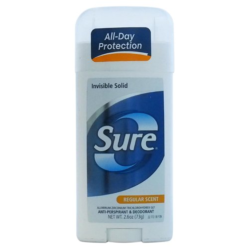 Sure Anti-Perspirant Deodorant Invisible Solid Regular Scent 2.60 oz