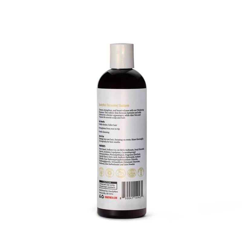 DandyMen Thickening Shampoo for Men – Volumizing & Strengthening Hair Wash with Aloe Vera – Scalp Care for Thinning Hair – Obsidian Cardamom, 11.83 oz