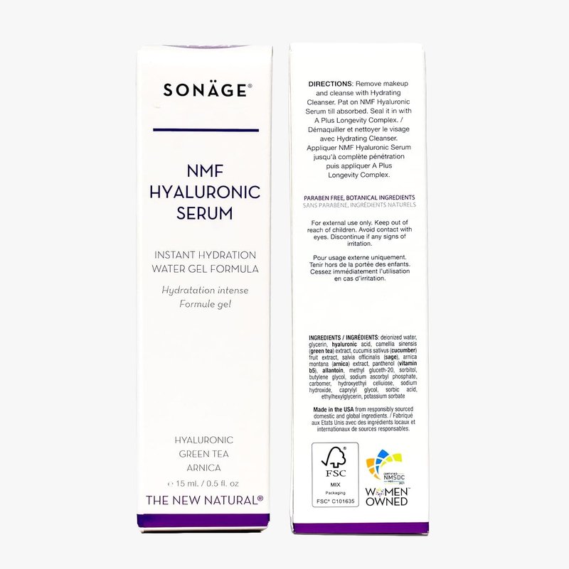 Sonage NMF Hyaluronic Serum X5-5-Weight Hyaluronic Acid Face Serum with Crosslinked HA, Ceramides, Snow Mushroom, Squalane & Panthenol - Lightweight Hydrating Serum for Dry, Dehydrated Skin - 15 ml