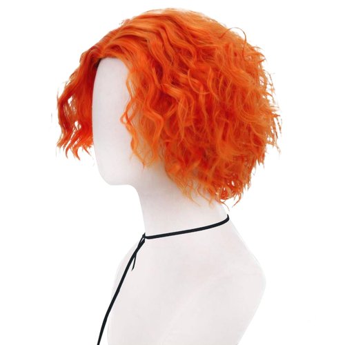 Soyusunny Short Afro Curly Mad Hatter Cosplay Wigs Halloween Party Costume for Women Men with Eyebrow(Light)