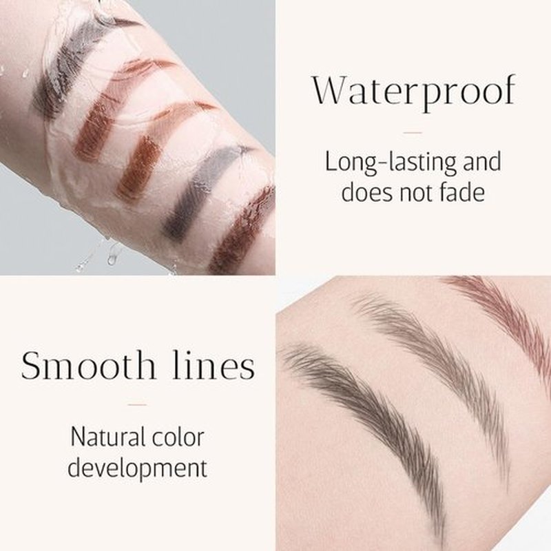 2024 New 3D Microblading Eyebrow Pencil,Waterproof Microblading Eyebrow Pen,4 Tip Eye Brow Pen, Long-lasting Natural Makeup Fine Stroke Magic Eyebrow Pencil Stay on All Day (Gray)