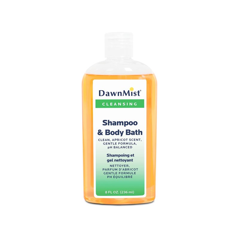 DawnMist Dukal Shampoo and Body Bath, 8 oz (1 Count) – 2-in-1 Gentle Cleanser for Hair and Skin, pH Balanced, Lightly Scented, Rinse-Free Option for Personal Care and Medical Use