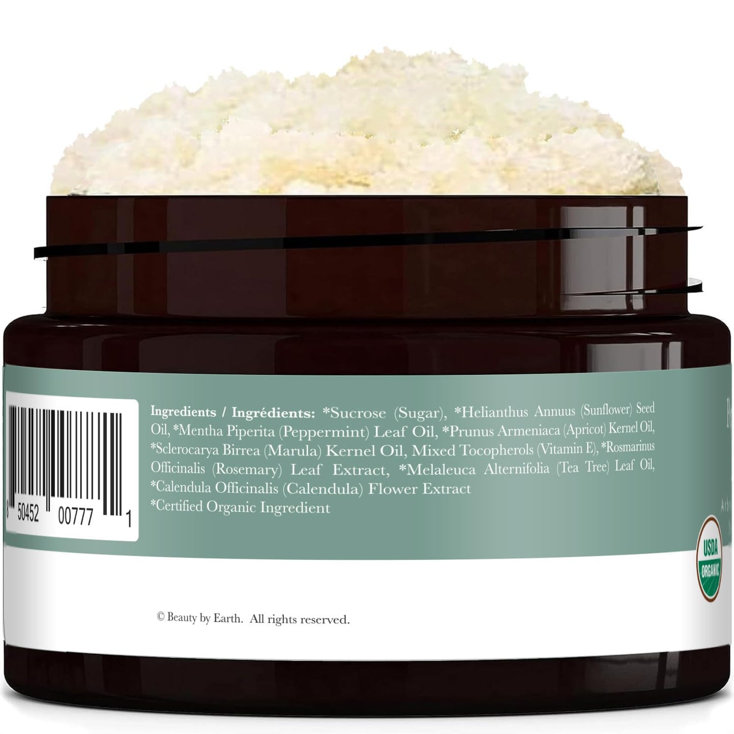 Organic Vanilla Coconut Body Scrub - USA Made Sugar Scrub with Natural Ingredients, Moisturizing Body & Foot Exfoliator for Dry and Sensitive Skin, Removes Dead Skin Cells & Reduces Ingrown Hair