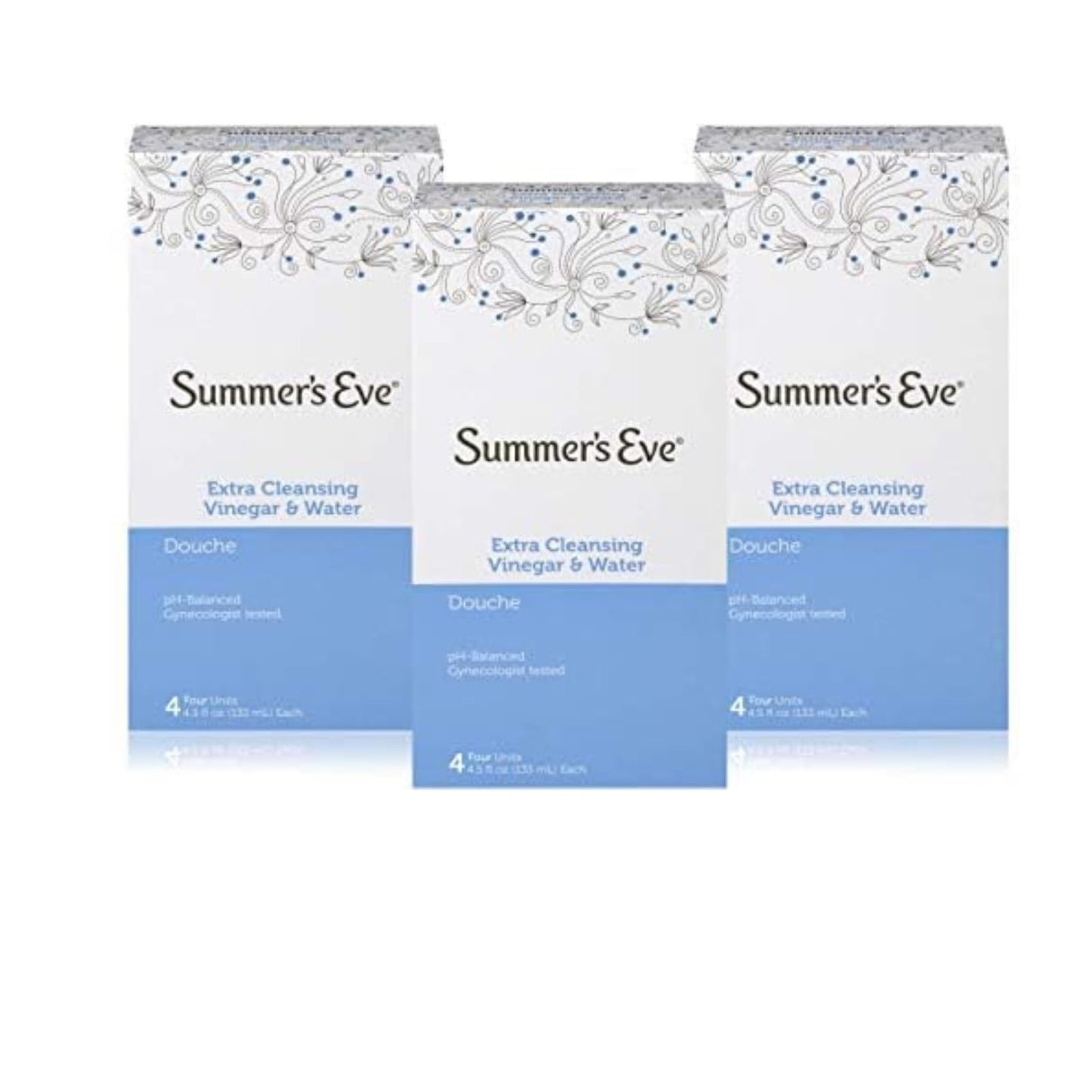 Summer's Eve Extra Cleansing Vinegar and Water Vaginal Douche, pH Balanced, Gynecologist Tested, Fresh Clean Scent, 4.5 Ounce Each, 4 Count (Pack of 3)
