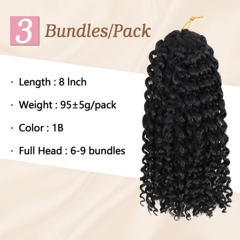 MODERN QUEEN 8 Inch Short Passion Twist Crochet Hair - 9 Bundles Marlybob Kinky Curly Crochet Hair for Black Women and Kids - Water Wave Crochet Braids