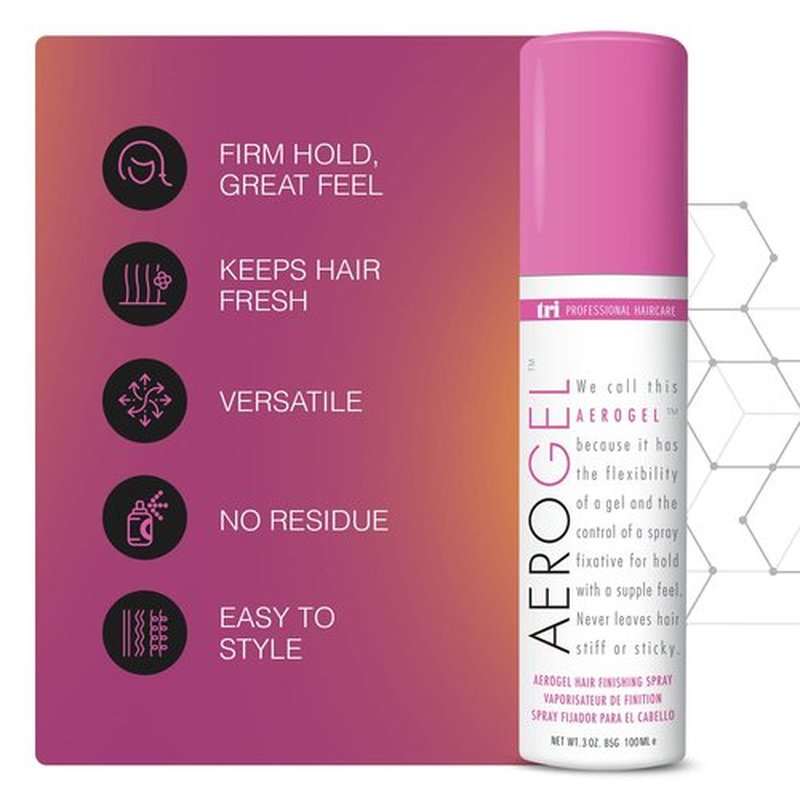 TRI Design Aerogel Hair Spray - Extra Hold, Free & Clear Hairspray Firm Hold for Women and Men, Travel, Volume Fixer & Non-Sticky Essentials, Flexible Spray Nozzle Bottle, Scented - (3oz, Pack of 2)