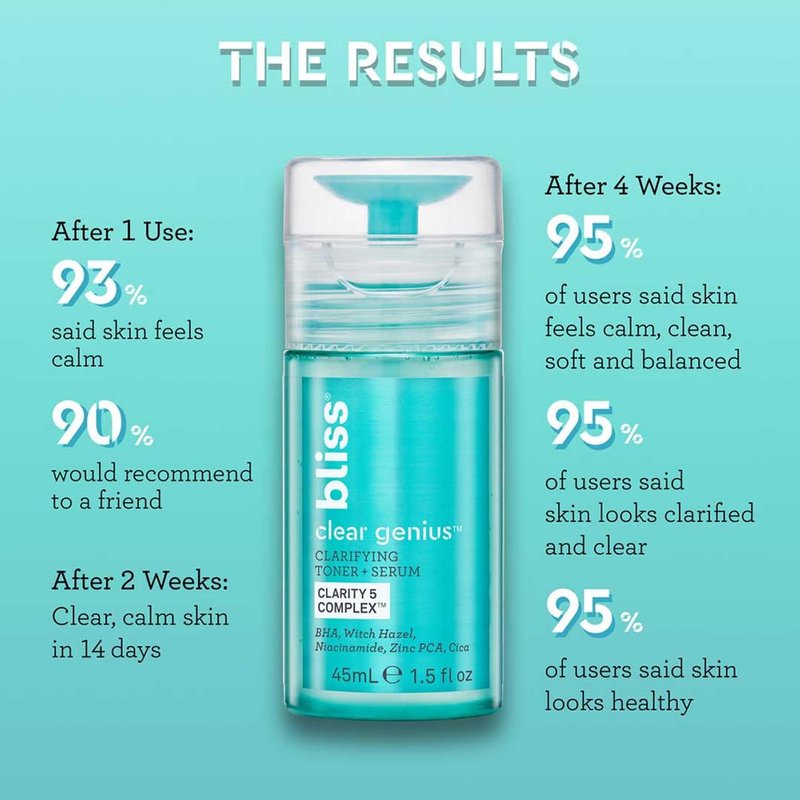 Bliss Fab Foaming Cleanser & Clear Genius Toner + Serum | Pore Purifying Duo for Clear Skin | 2 Step Skincare Routine | Clean, Vegan, Cruelty-Free