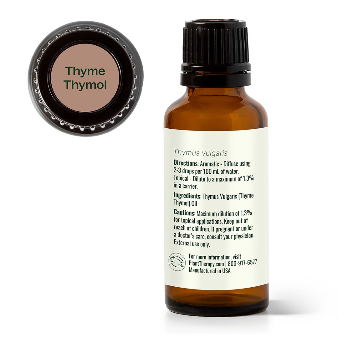 Plant Therapy Thyme Thymol Essential Oil 30 mL (1 oz), 100% Pure, Undiluted, Natural Aromatherapy for Immune Support and Digestive Relief