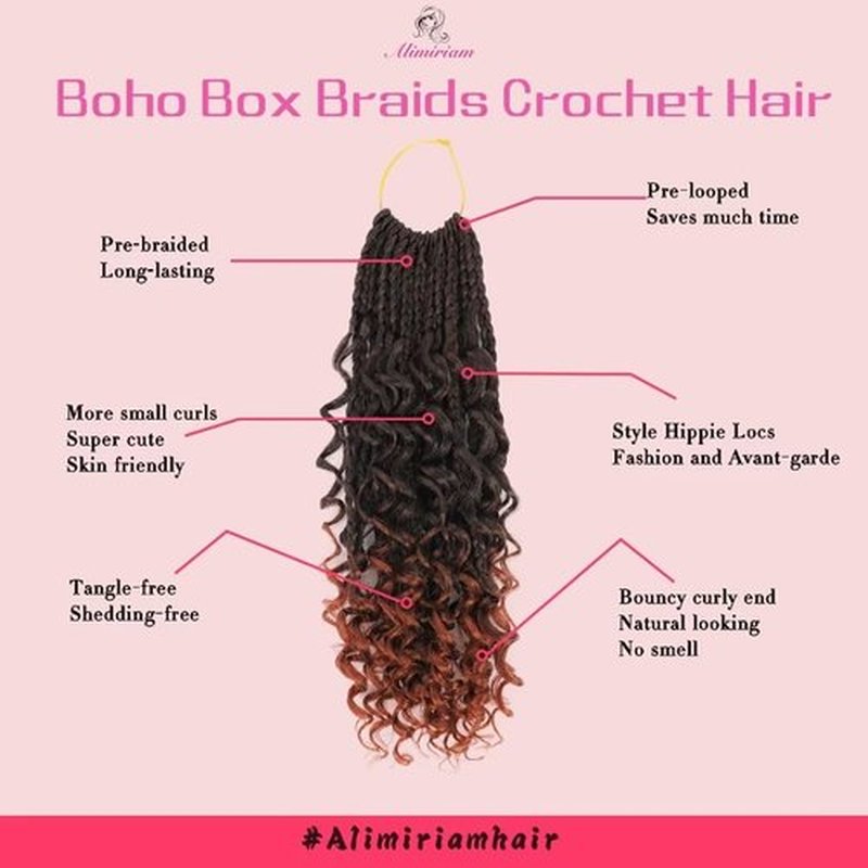 8 Packs Boho Box Braids Crochet Hair with Curly Ends 12 inch Copper Red Box Braid Crochet Hair with Curly Ends Goddess Box Braids Crochet Hair Extensions for Black Women(12", 8packs T1B/350#)