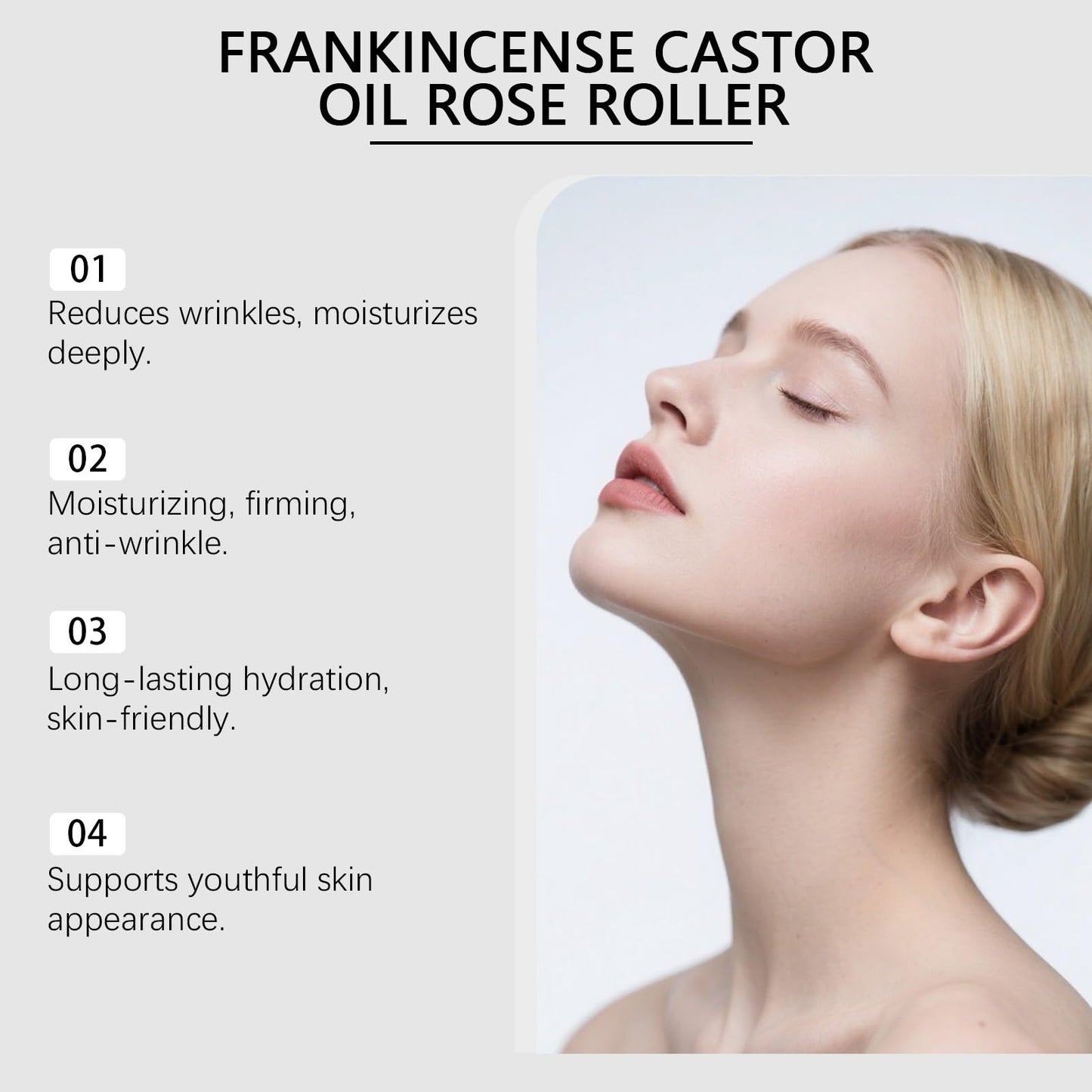 Exhoden Frankincense and Castor Oil Roll On, Organic Cold-Pressed Castor Oil Roller for Skin, Nourishing & Hydrating Skin Serum for Face & Body (1pc)
