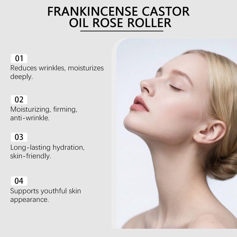Exhoden Frankincense and Castor Oil Roll On, Organic Cold-Pressed Castor Oil Roller for Skin, Nourishing & Hydrating Skin Serum for Face & Body (1pc)