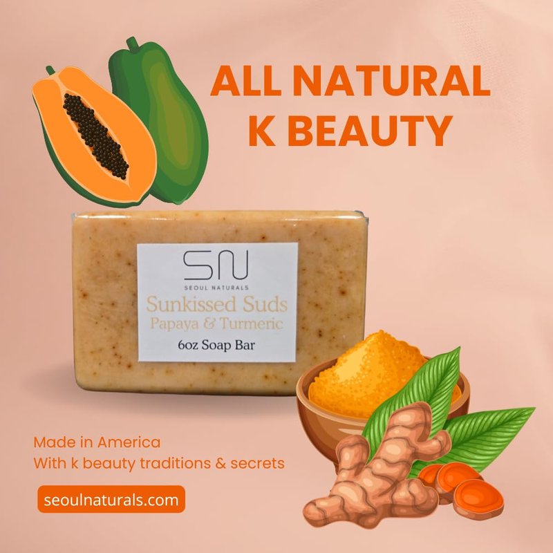 Seoul Naturals Sunkissed Suds Papaya Soap with Turmeric, k beauty, 6 oz
