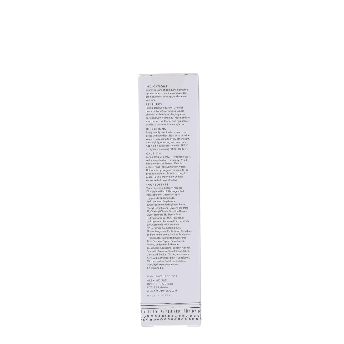 ALEX MD PhD Retinol 0.1 Renewal Cream with Bakuchiol, Niacinamide & 5 Ceramides – Anti-Aging and Texture Refining Night Moisturizer for Fine Lines, Uneven Tone & Post-Acne Marks – 1.7 fl oz