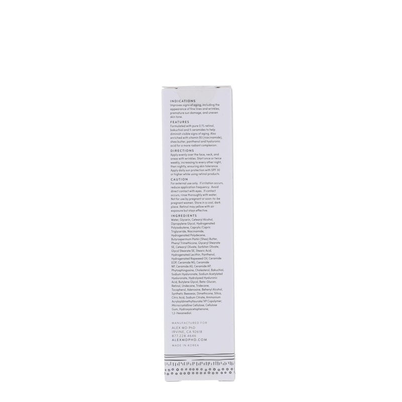 ALEX MD PhD Retinol 0.1 Renewal Cream with Bakuchiol, Niacinamide & 5 Ceramides – Anti-Aging and Texture Refining Night Moisturizer for Fine Lines, Uneven Tone & Post-Acne Marks – 1.7 fl oz