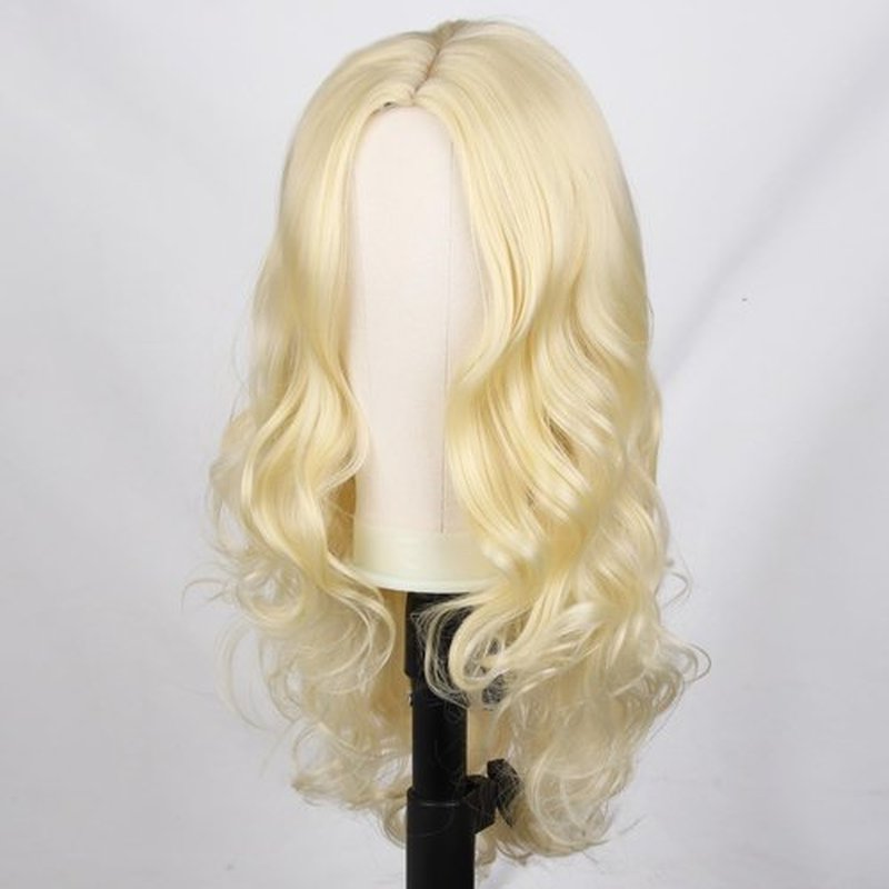 RightOn Blonde Wig Long Wavy Wig Charming Full Synthetic Wigs for Women Natural Curly Wig Long Wig Light Blonde Wigs with Wig Cap