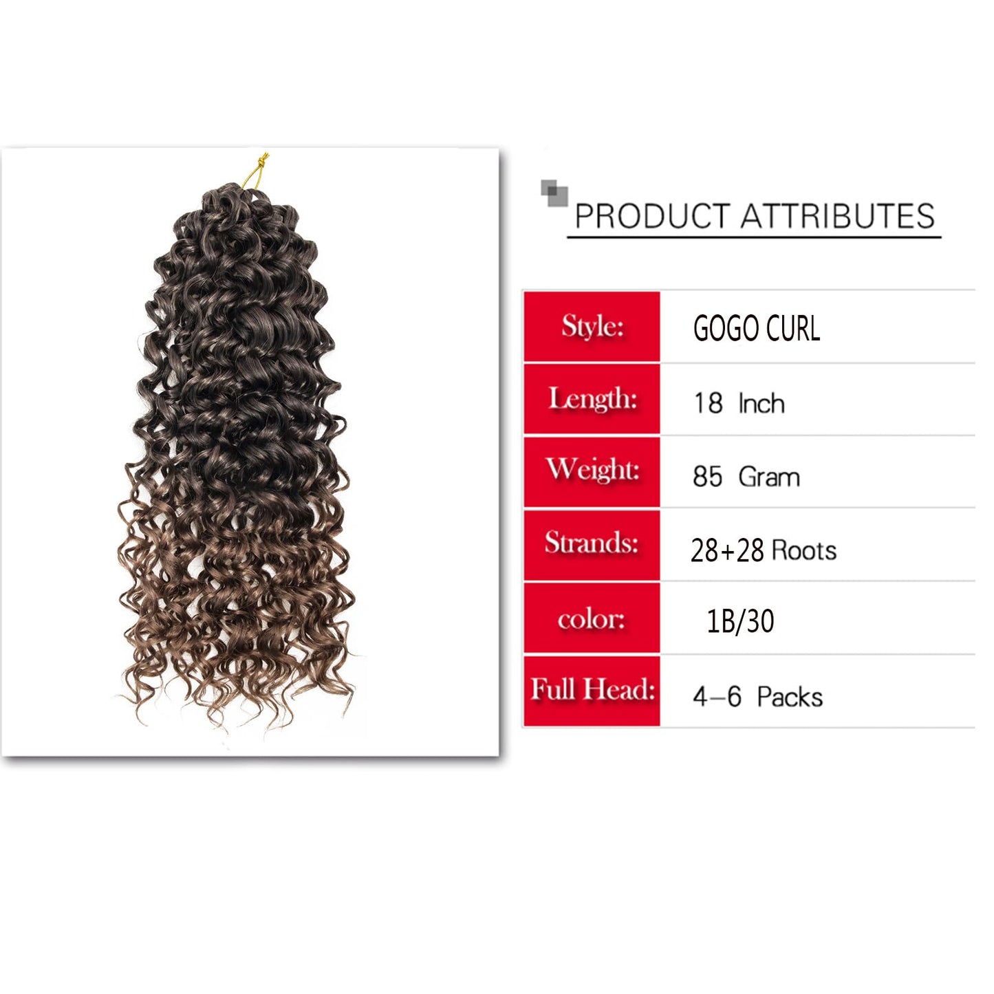 GoGo Curl Crochet hair for Black Women Beach Curl crochet hair Bohemian Crochet Braids Natural Black Deep Wave Braiding hair Extensions (18inch(Pack of 2),1B/30)