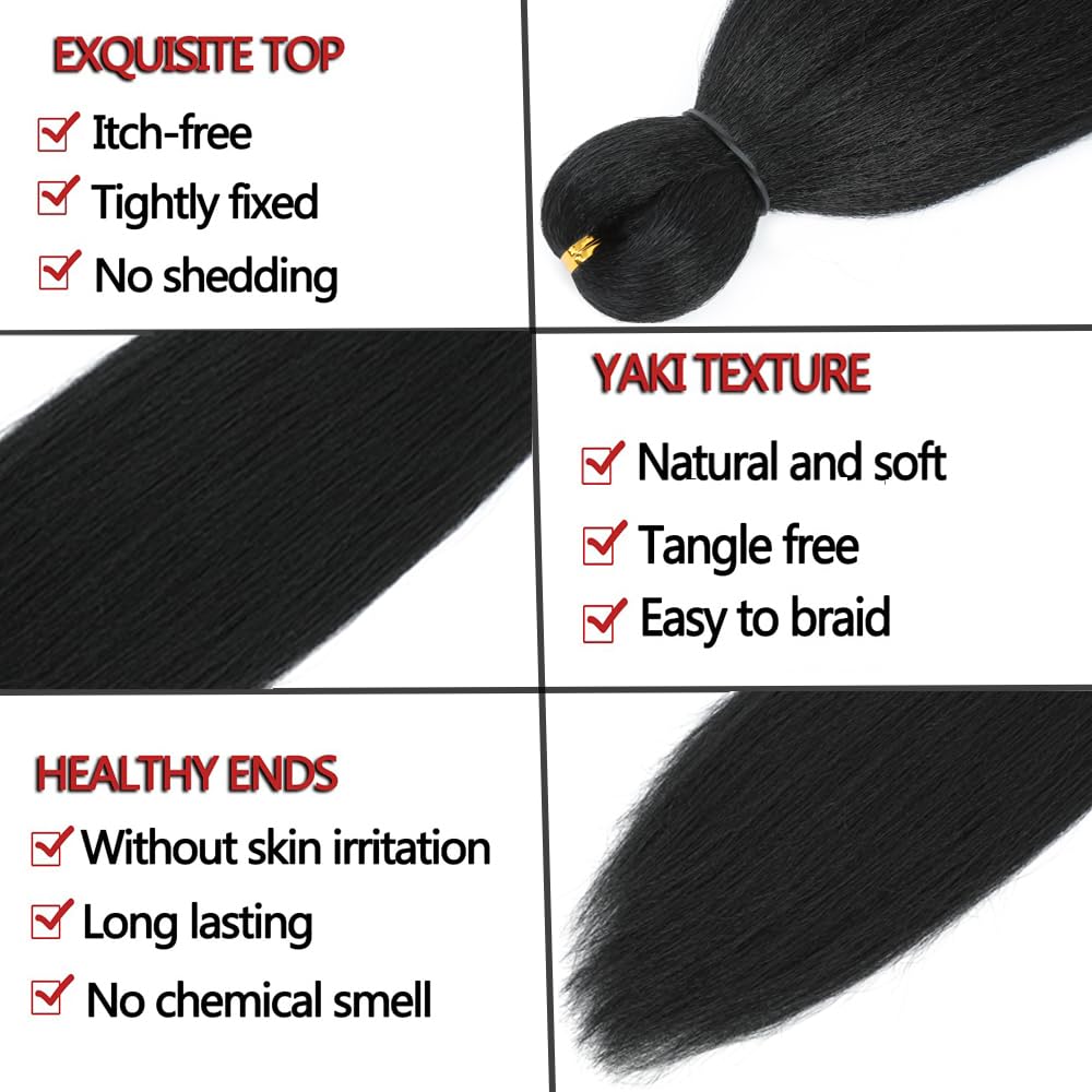 zepin Pre Stretched Braiding Hair 12 Inch 8 Packs Professional Soft Yaki braiding Hair For Braids Hot Water Setting Synthetic Crochet Hair Extensions (12 Inch (Pack of 8), 1B)