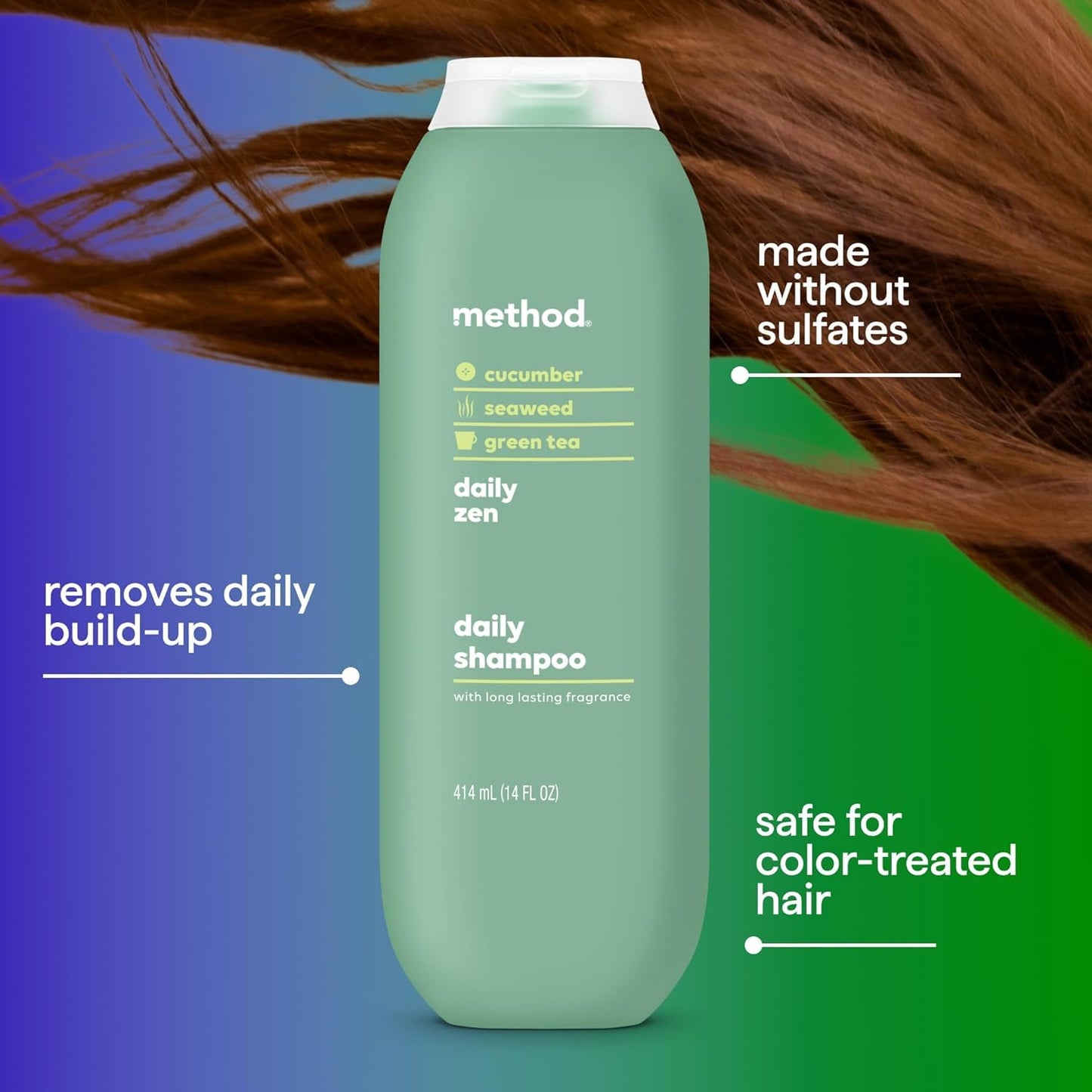 Method Volumizing Shampoo, Pure Peace with Rose, Peony, and Pink Sea Salt Scent Notes, Paraben and Sulfate Free, 14 oz (Pack of 3)