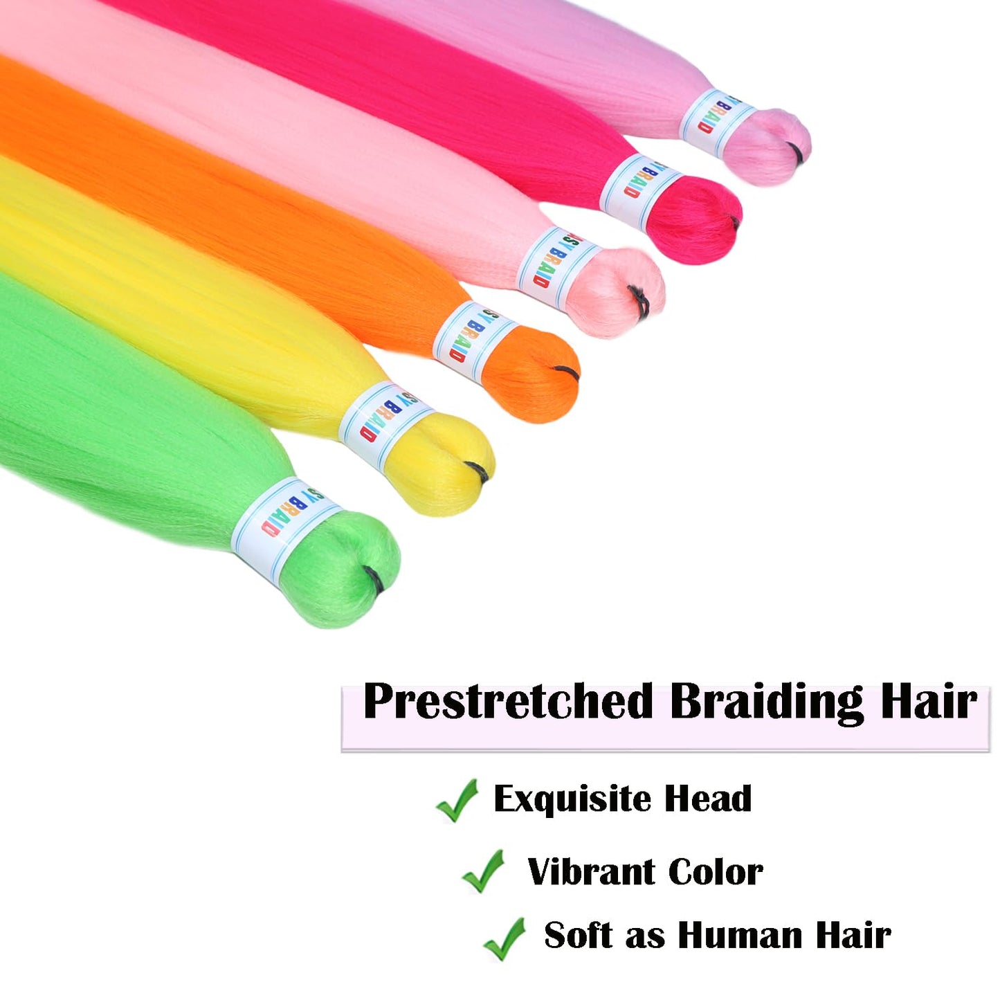 Colorful Pre-Stretched Box Braids 26inch Hot Water Setting Multi-Color Synthetic Braiding Hair