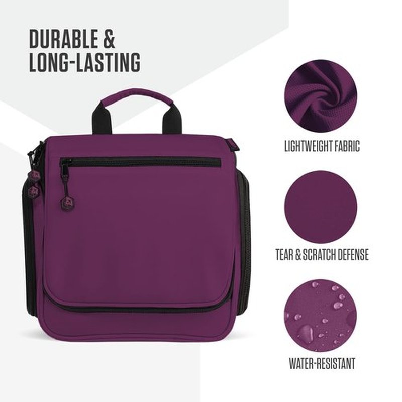 VENTURE 4TH Hanging Travel Toiletry Bag for Women & Men - Travel Organizer with Expandable Compartments & Removable Clear Pouch for Toiletries (Purple)