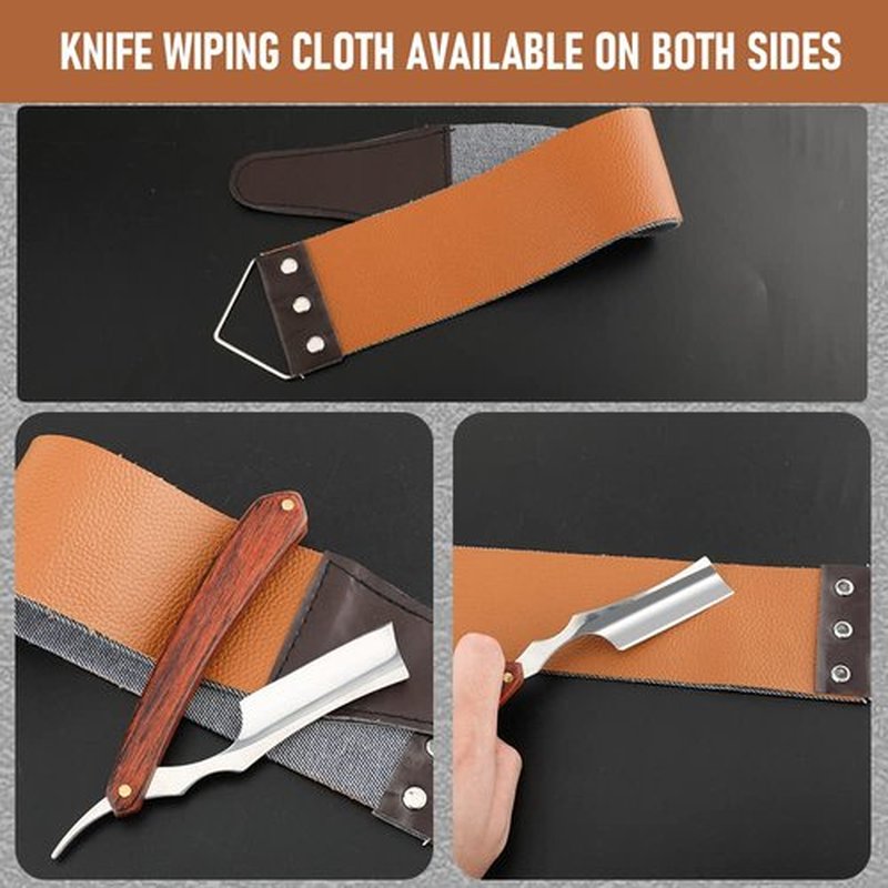 Straight Razor with Strope - Professional Straight Edge Barber Razor Premium Stainless Steel Shaver Razor with Shaving Strop for Men Home & Salon Grooming Using (NO.157)