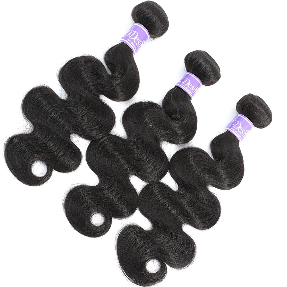 UDesire 12A Brazilian Body Wave Bundles (18 20 20 Inch) Human Hair 3 Bundles Unprocessed 100% Virgin Body Wave Human Hair Weave Bundles Natural Black