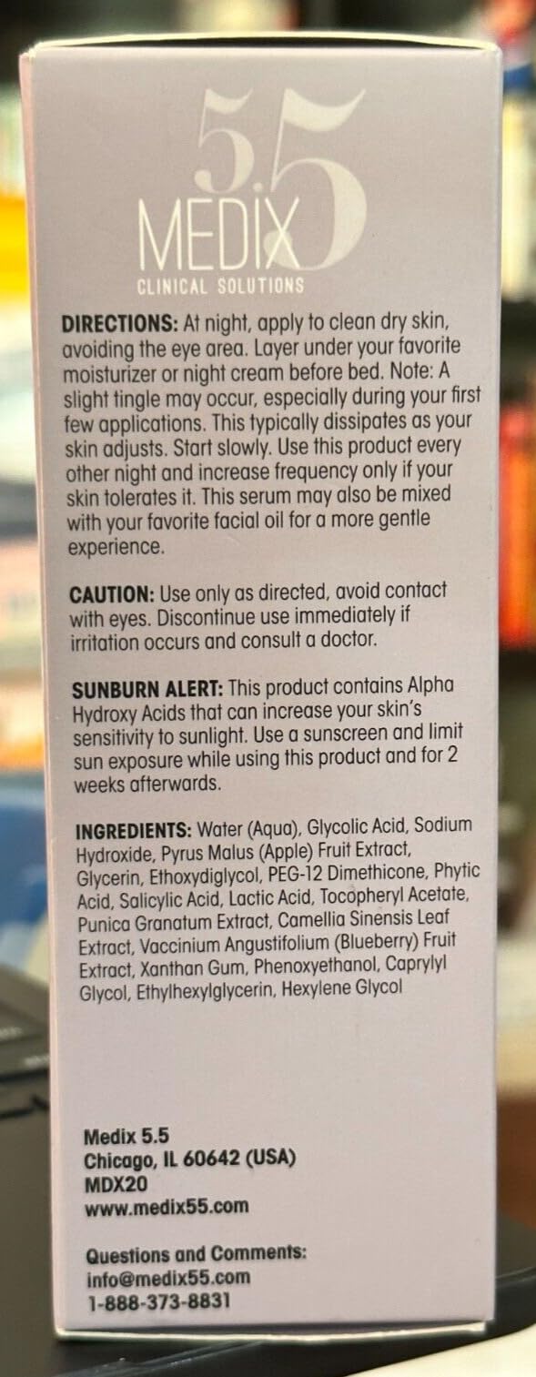 Medix 5.5 Retinol Serum for Wrinkles, Expression Lines, Dark Spots, and dry skin. 2oz Anti-aging face serum with Ferulic Acid, Hyaluronic Acid, Jojoba Oil, and peptides