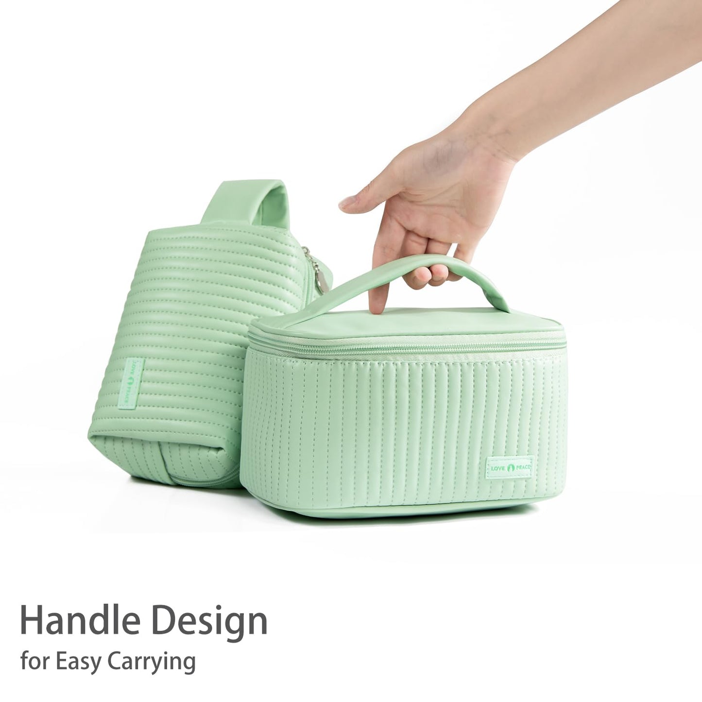 MIRASON Makeup Bag Set of 3 Cute Cosmetic Travel Toiletry Organizer Bag Pouch Set for Women PU Leather Waterproof Toiletry Bag 3 Piece Set, Green