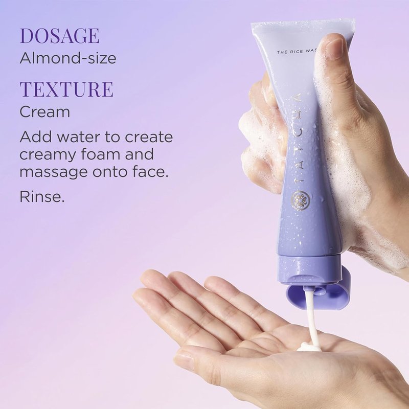 TATCHA The Rice Wash, Travel-Sized | Mini Soft Cream Face Cleanser | Wash Away Buildup and Soften Dry & Combo Skin with Hyaluronic Acid, Red Algae, Japanese Rice Powder, & pH-Neutral Amino Acid Base