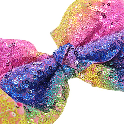 Hair Accessories: 8 Inch Large Sequin Bows and Alligator Clips for Women, Teens, and Girls (Gold)