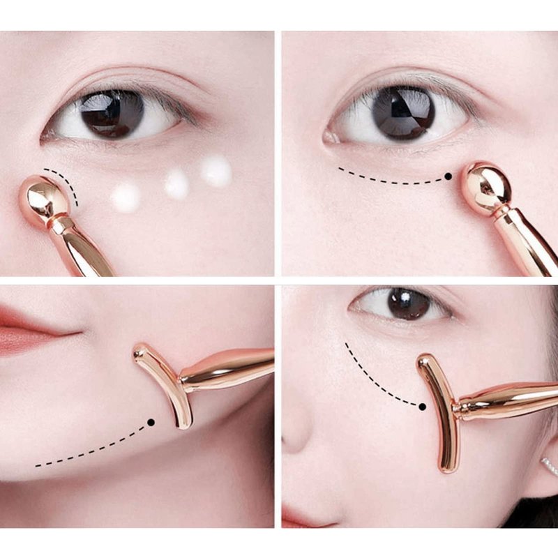 2PCS Metal Eye Cream Applicator Wand Stick, Massager Skin Care Tools, Face Roller Massager Tool,Eye Massage Wand Stick Girls Women Facial Massager for Reducing Puffiness Wrinkle