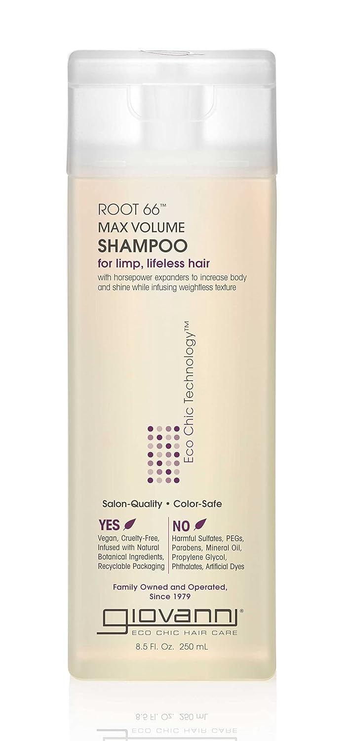 GIOVANNI Root 66 Max Volume Shampoo - For Fine Lifeless Hair, Rich in Nutrients, Volumizing Shampoo, Infused with Natural Botanical Ingredients, Helps Strengthen Hair, Color Safe - 8.5 oz (3 Pack)