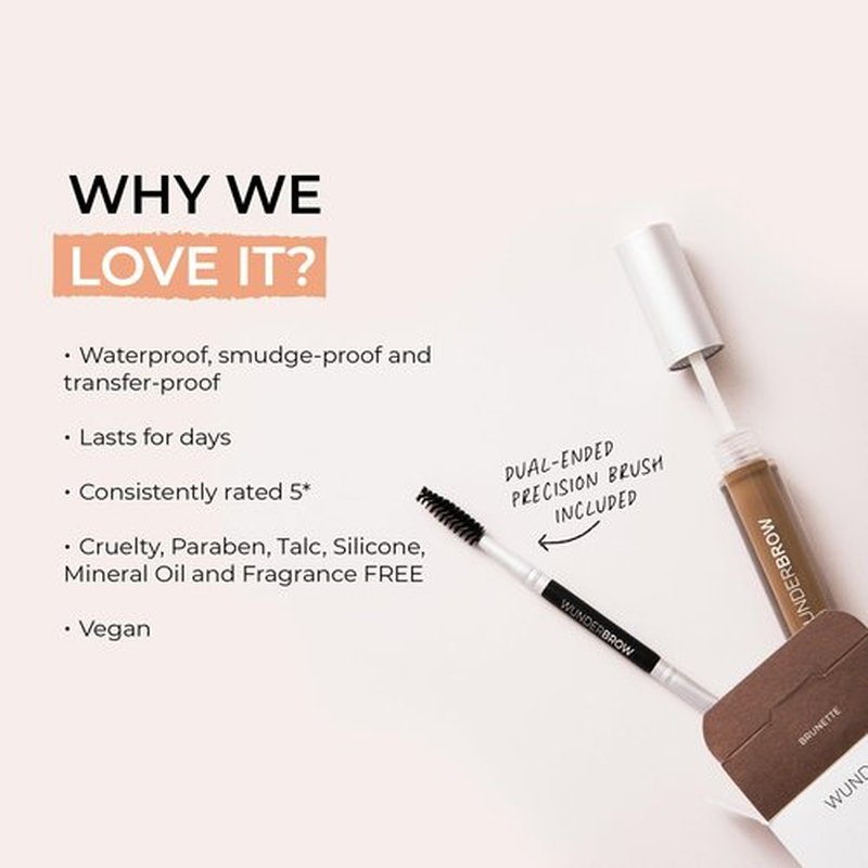 WUNDERBROW Waterproof Eyebrow Gel, Taupe-Grey, Vegan and Cruelty-Free