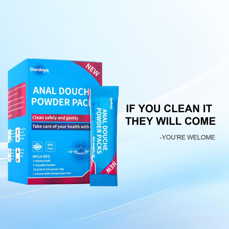 Anal Douche Powder Anal Cleaner Shower Enema nal Cleaner pH Balanced Includes rinsing Beaker and 12 Packs of Anal Douche Powder