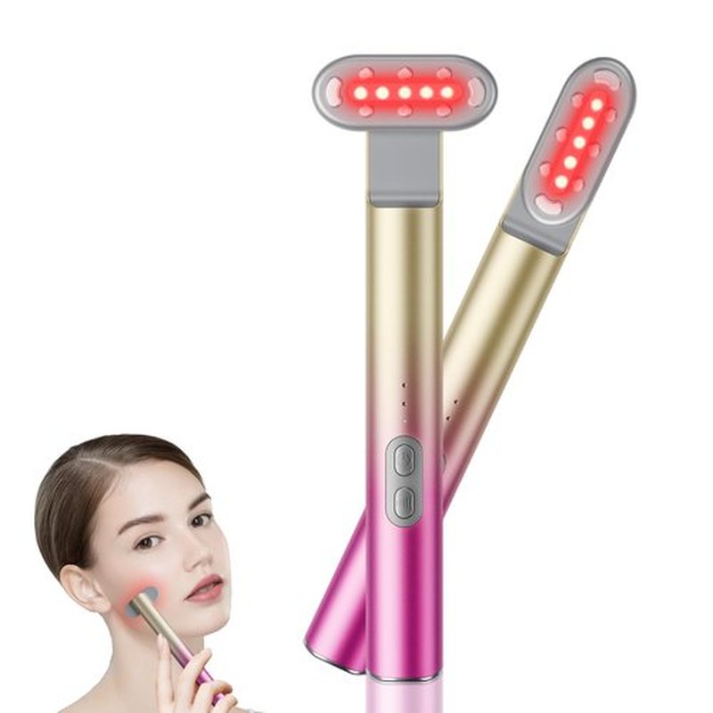 7 in 1 Red-Light-Therapy,Red Light Therapy for Face Eye Skincare Equipment at Home,Red for Skincare & Blue Rejuvenation Tool (Pink)