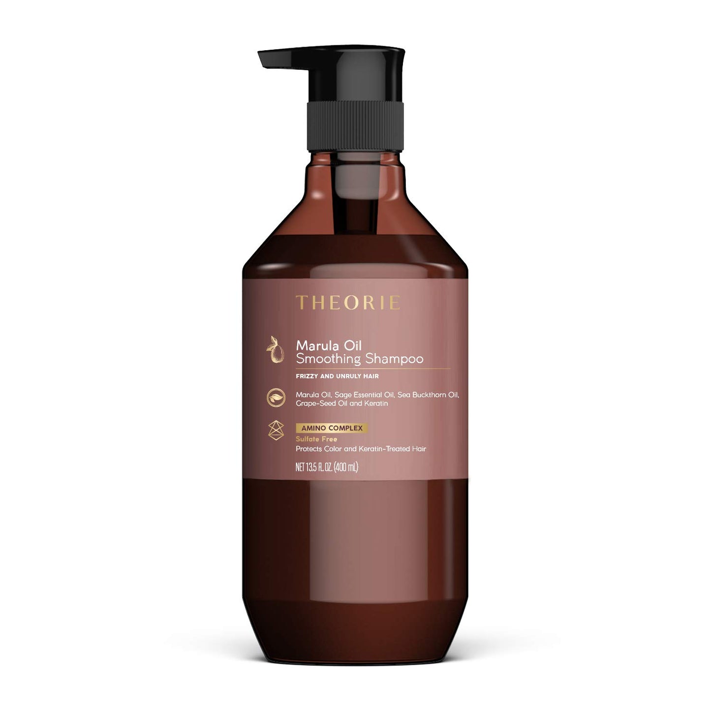 Theorie Smoothing Shampoo - Frizz Control with Marula, Sea Buckthorn & Grape Seed Oils, Sulfate-Free, Gluten-Free, All Hair Types, 800 ML