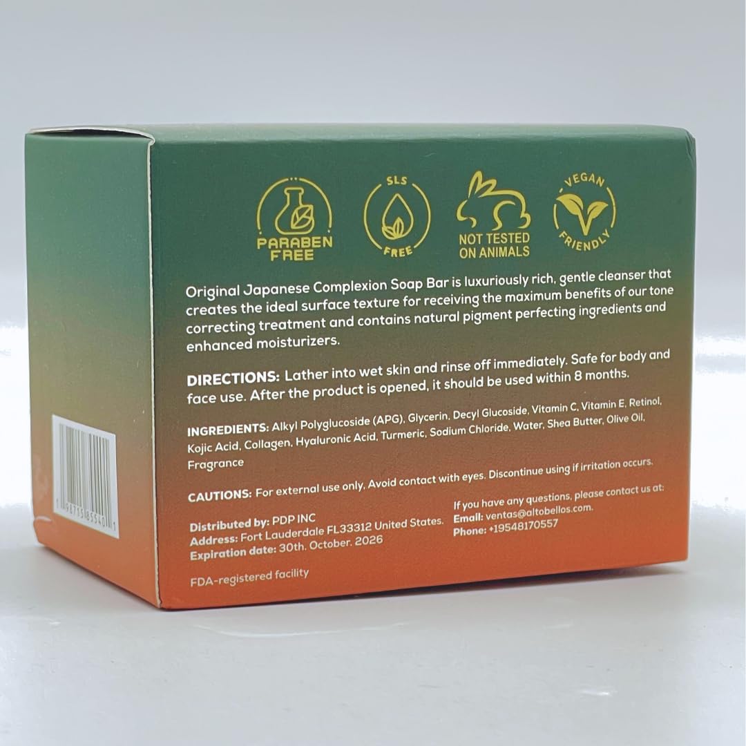 Altobello's Turmeric Kojic Acid Soap - Dark Spots Remover for Face & Body, Brightening Skin Lightening Bar with Vitamin C, Collagen, Hyaluronic Acid - 2 Bars + Exfoliating Net.