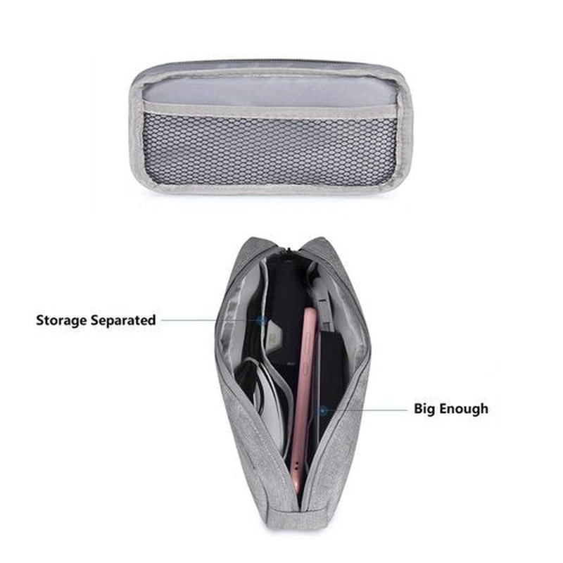 ERCRYSTO Universal Electronics/Accessories Soft Carrying Case Bag, Durable & Light-weight,Suitable for Out-going, Business, Travel and Cosmetics Kit (Big-Gray)
