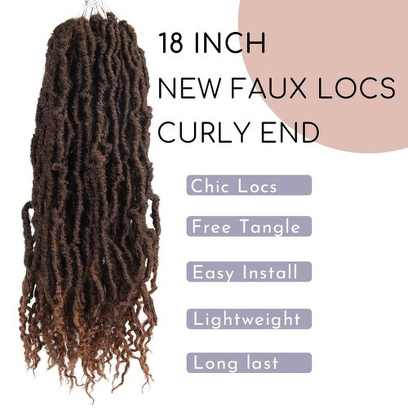 BOHOBABE Faux Locs Crochet Hair 18 Inch, Boho Soft Crochet Locs with Curly Ends, Long Bohemian Goddess Locs Crochet Braids for Black Women (6 Packs, T30)