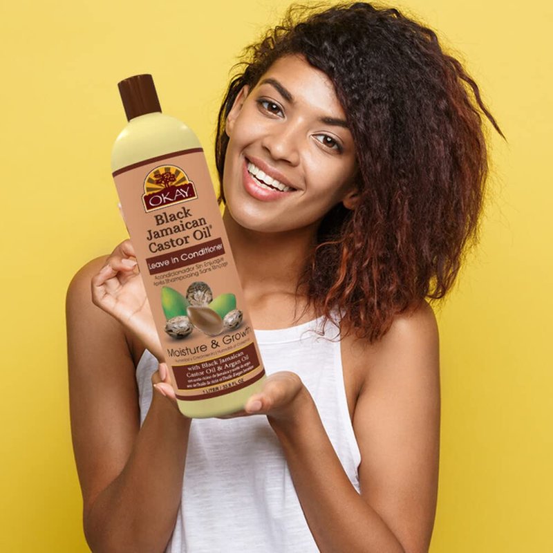 OKAY Black Jamaican Castor Oil Leave In Conditioner - Hair Moisturizer for Women and Men, Natural Hair Product Curly Grease for Smooth, Moisturized Feel - 33.8 oz (Pack of 1)
