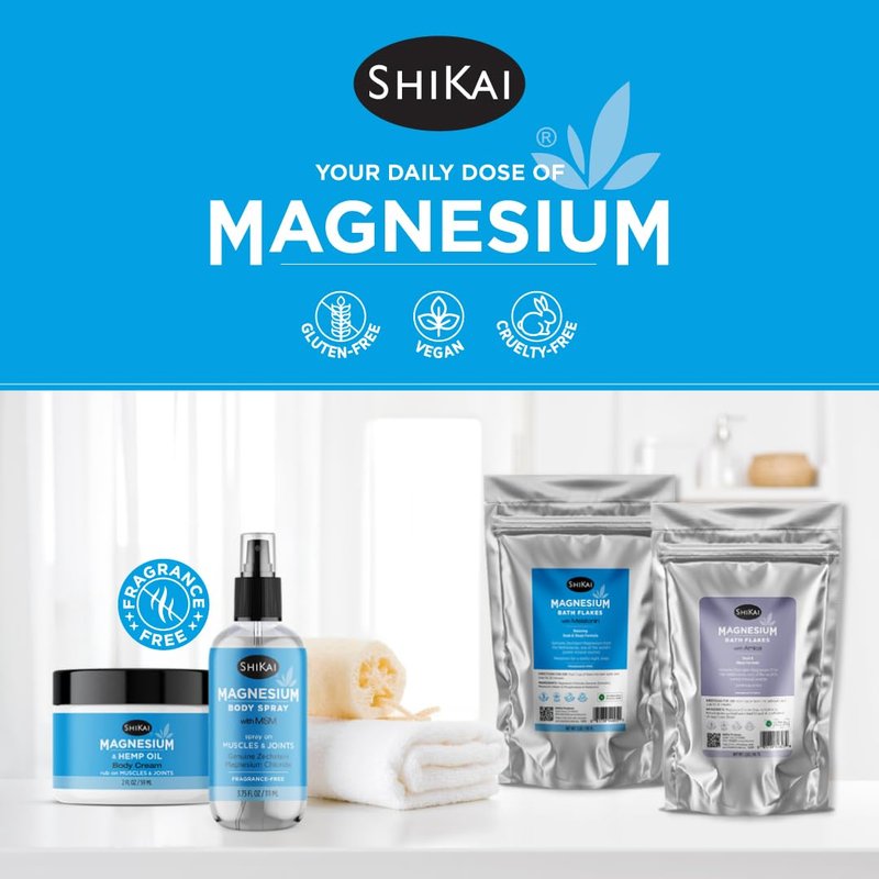ShiKai Magnesium Body Cream (4.5 oz) | Fragrance Free Moisturizer with Zechstein Magnesium | Hydrating Lotion with Shea Butter & Botanical Oils | Helps Lock In Moisture for Softer Skin