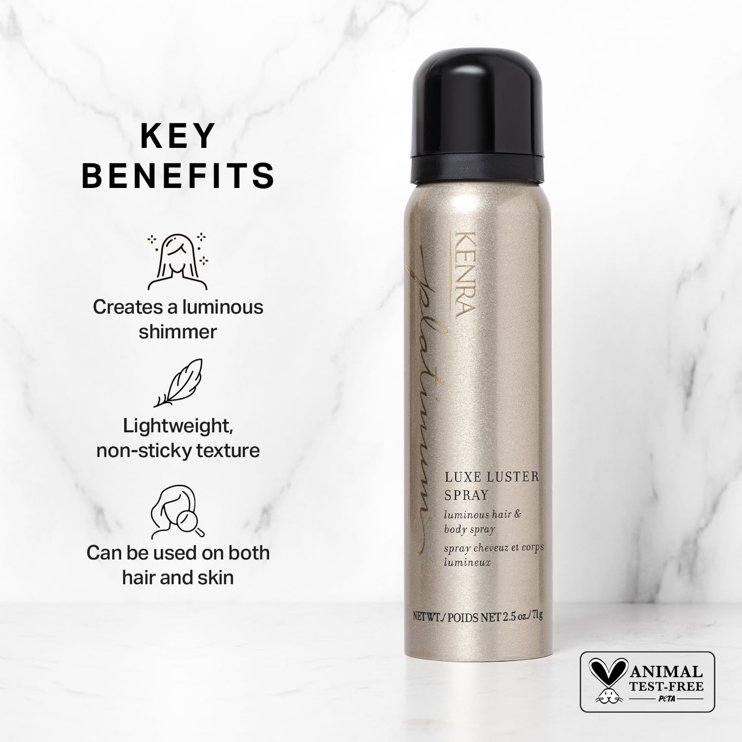 Kenra Platinum Luxe Luster Spray - Luminous Hair & Body Mist for All Hair Types, 2.5 oz