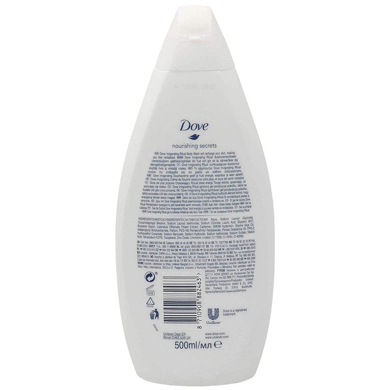Dove Nourishing Secrets Invigorating Ritual Body Wash, Avocado Oil & Calendula Extract, 16.9 Ounce / 500 Ml, Pack of 2