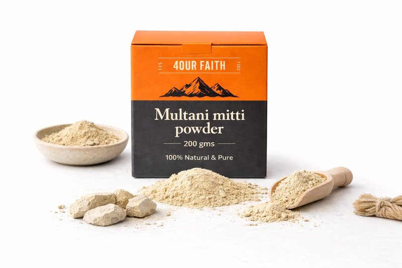 Fourfaith Multani Mitti Earth Clay Mask 200 Gms – 100% Natural Indian Healing Clay (Bentonite & Kaolin), Deep Cleansing Facial Mask for Skincare, Pure Grade Calcium & Sodium Clay (7 ounces)