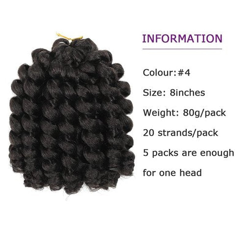 Crochet Braids Hair 8 Inch Jamaican Bounce Wand Curl Crochet Hair Curly Bounce Crochet Braids Hair Extension Twist Crochet Hair(5 PCS, 4)