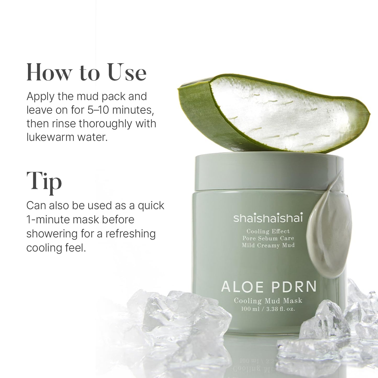 shaishaishai ALOE PDRN Cooling Mud Face Mask, Vegan Collagen Cream Clay Mask with Kaolin & Bentonite, Hydrating & Pore Care, Instant Cooling, Korean Skincare, 3.38 Fl Oz