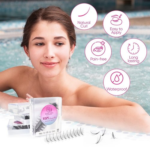 ROSE GIRL Ultra Wispy Lashes Volume Fan-Individual Lashes Fake Eyelashes Extension-Lashes Natural Look-Handmade Kit-5D/7D/9D–C CC D Curl Thickness 0.05~0.07mm-9~16mm Length(9D-0.05-C-13mm)