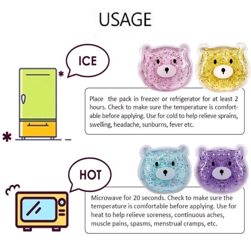 Boo Boo Hot Cold Ice Packs for Pain Relief, Lunch Bags Ice Packs, Reusable Gel Ice Pack for Kids Injuries, Fever, Wisdom Teeth, Tired Eyes, Headaches (4 Bear Gel Ice Packs)