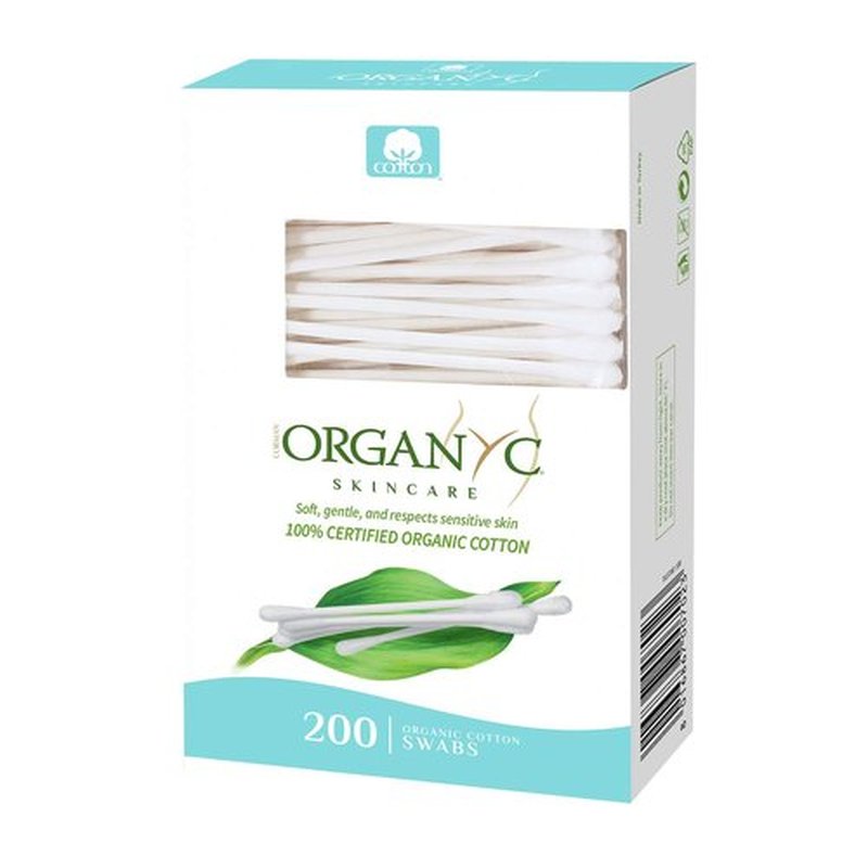 Organyc - 100% Certified Organic Cotton Swabs - No Man-Made Materials 200 count (6 Pack)