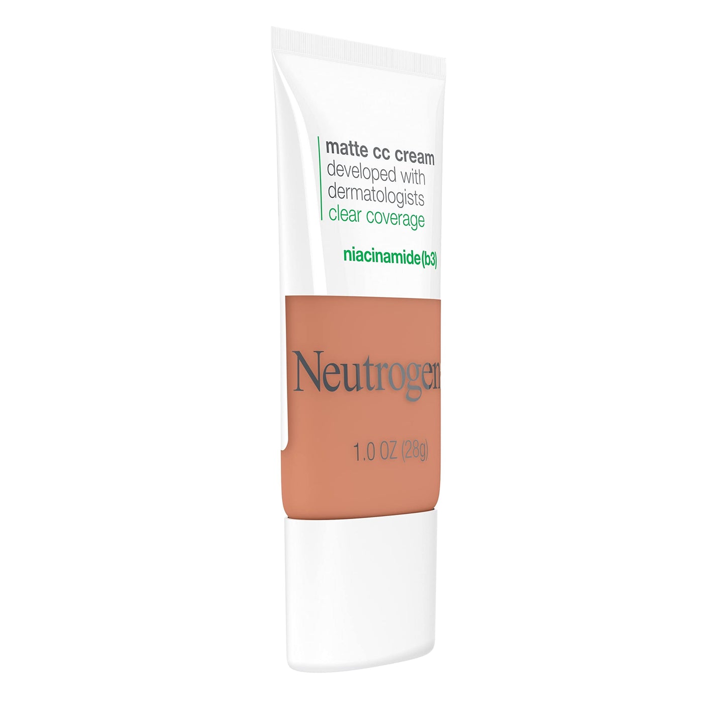 Neutrogena Clear Coverage Flawless Matte CC Cream, Full-Coverage Color Correcting Cream Face Makeup with Niacinamide (b3), Hypoallergenic, Oil Free & Fragrance Free, Ginger, 1 oz
